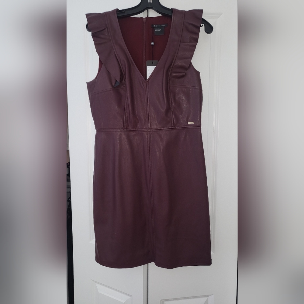 NWT AX Faux leather sleeveless cocktail dress